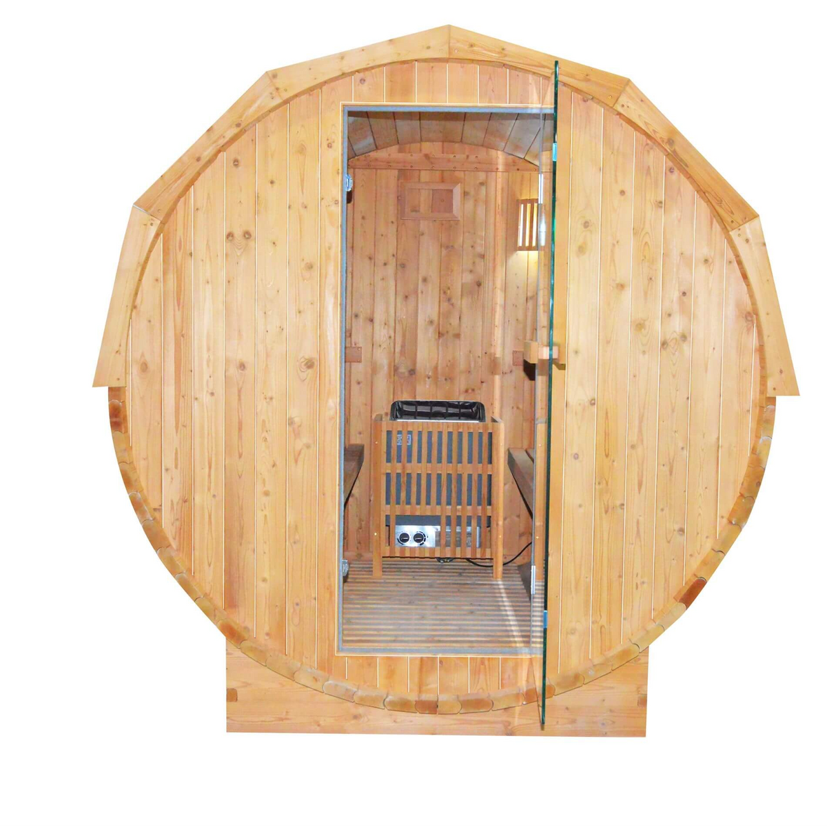 Ignite Large Premium American White Oak Outdoor Wooden Barrel Sauna With 4.5KW Sauna Heater (SAK45968)
