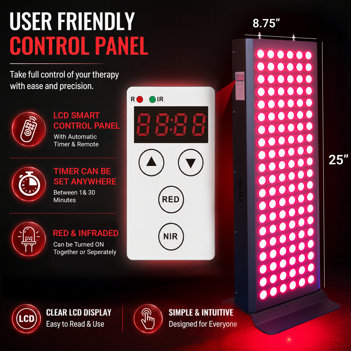 120 LED, 600W Dual-Chip, Red Light Therapy Device for Full Body, 4-Wavelengths Infrared LED Panel for Skin, Weight, Pain, Wellness
