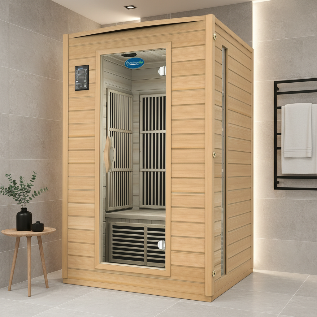 2-Person Carbon Infrared Sauna - Canadian Hemlock Wooden Sauna - 1700 Watts - Premium Audio