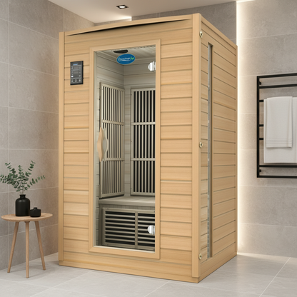 2-Person Carbon Infrared Sauna - Canadian Hemlock Wooden Sauna - 1700 Watts - Premium Audio