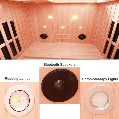 Orien Premium 2-Person Low EMF FAR-Infrared Heat Wood Home Personal Spa Sauna With Ceramic Heaters, 1760W (SAK25714)