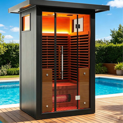 Lugano 2-Person Outdoor Full-Spectrum Infrared Sauna With Aluminum Alloy Exterior & WiFi (SAK14973)