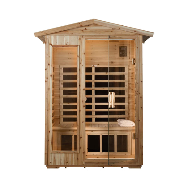 Vexa Luxury 2-Person Outdoor Low EMF Hemlock Infrared Sauna With Bluetooth And Chromotherapy Light