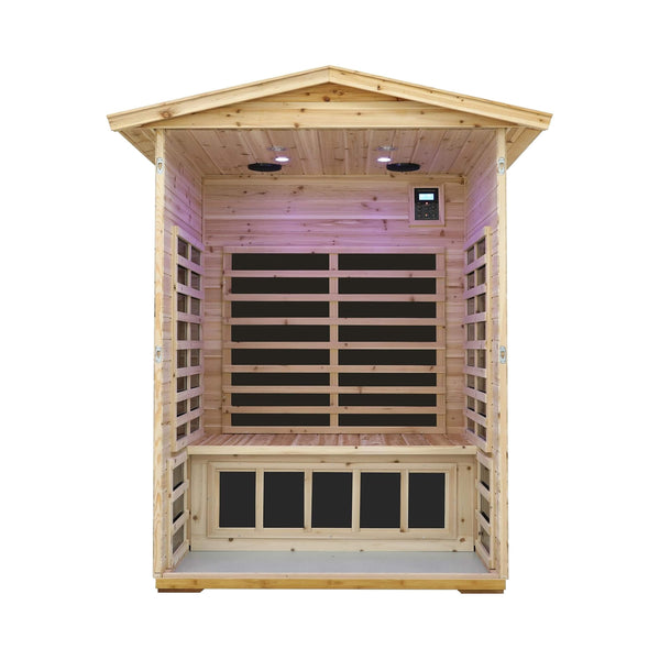 Vexa Luxury 2-Person Outdoor Low EMF Hemlock Infrared Sauna With Bluetooth And Chromotherapy Light