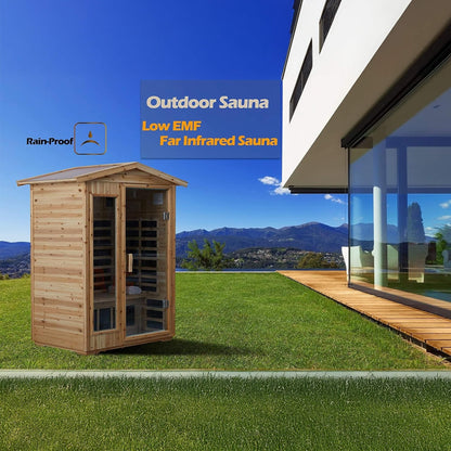 Vexa Luxury 2-Person Outdoor Low EMF Hemlock Infrared Sauna With Bluetooth And Chromotherapy Light