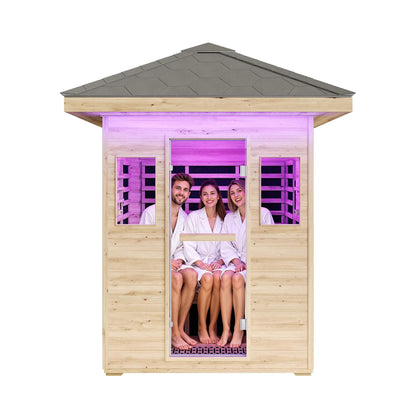 Zurich 3-Person Low EMF Spruce Wood Outdoor Infrared Sauna With Bluetooth Speakers And LED Lights (SAK59047)