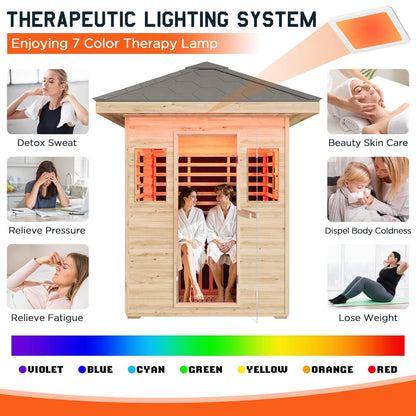 Zurich 3-Person Low EMF Spruce Wood Outdoor Infrared Sauna With Bluetooth Speakers And LED Lights (SAK59047)