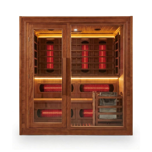 Elvaria 4-Person Indoor Canadian Red Cedar Infrared And Steam Sauna With 6KW Harvia Heater