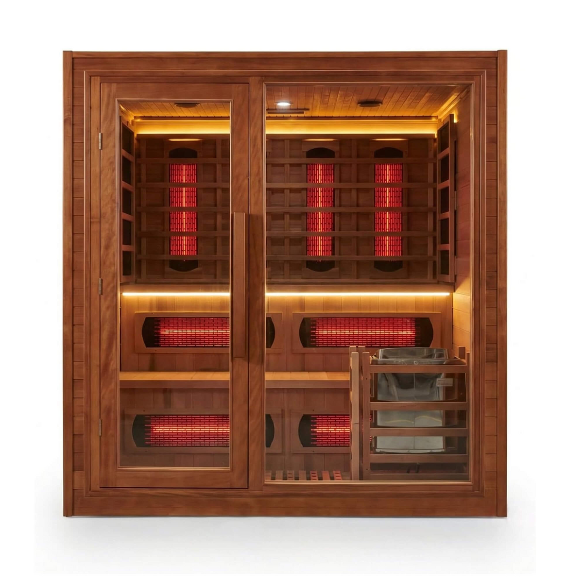 Elvaria 4-Person Indoor Canadian Red Cedar Infrared And Steam Sauna With 6KW Harvia Heater [Made-To-Order] (SAK93528)