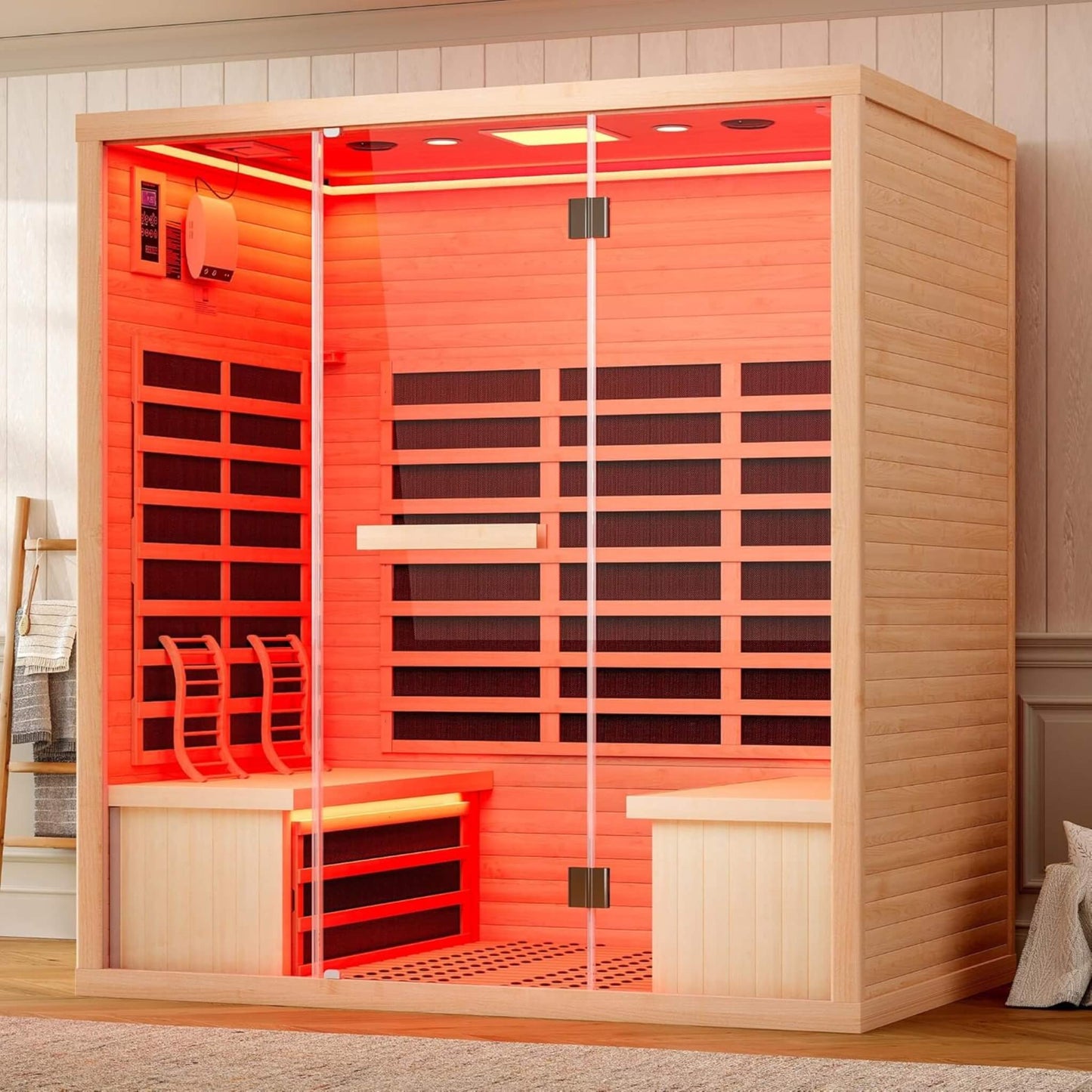 Seville 4-Person Low EMF Canadian Hemlock Infrared Sauna With Bluetooth (SAK29571)