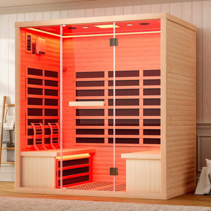 Seville 4-Person Low EMF Canadian Hemlock Infrared Sauna With Bluetooth (SAK29571)