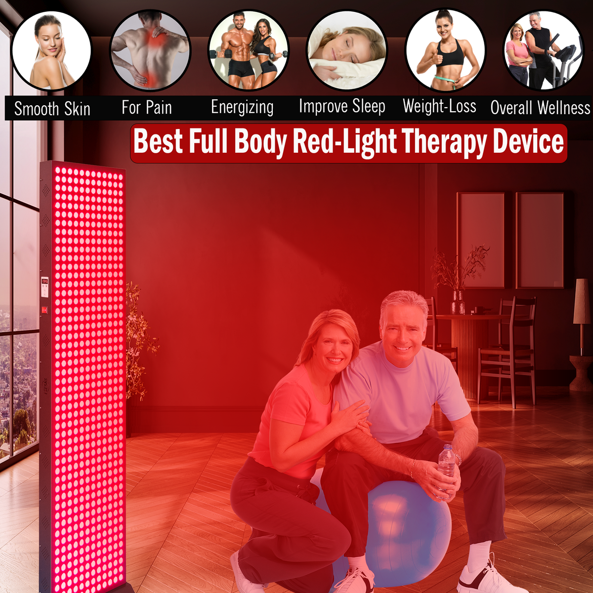 EXESAS  600 LED, 3000W Dual-Chip, Red Light Therapy Device for Full Body, 6-Wavelengths Infrared LED Panel for Skin, Weight, Pain, Wellness