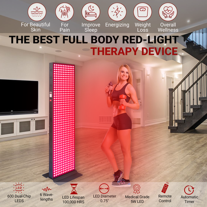 EXESAS  600 LED, 3000W Dual-Chip, Red Light Therapy Device for Full Body, 6-Wavelengths Infrared LED Panel for Skin, Weight, Pain, Wellness