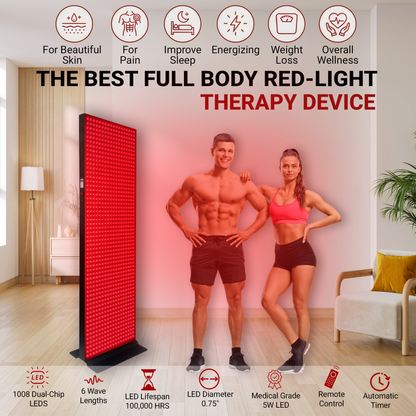 1008 LED, 5040W Dual-Chip, Red Light Therapy Device for Full Body, 6-Wavelengths Infrared LED Panel for Skin, Weight, Pain, Wellness