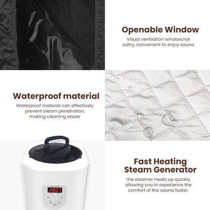 Blisspod | Portable | Personal Full Body 60 Min Rapid Steam Sauna | Pentagonal | Grey | Powerful 1600 Watts | 3.6L Stronger Steamer | 90X90X190cm