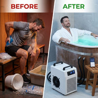 Cold Plunge Tub Built for Home Recovery, 54 Inch Size, 1.3 HP Chiller, Wifi App Control, Ozone Sanitation — Before & After