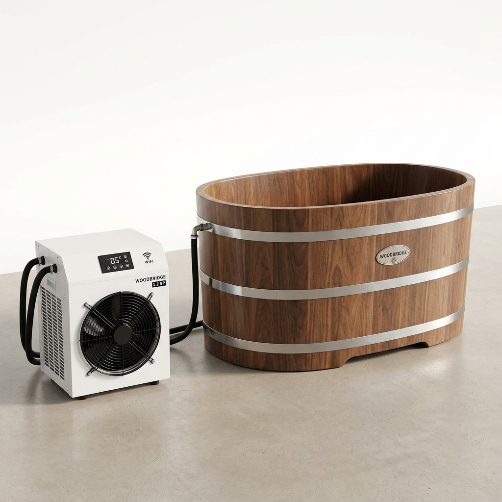 Cold Plunge Tub Built for Home Recovery, 54 Inch Size, 1.3 HP Chiller, Wifi App Control, Ozone Sanitation — Studio Shot