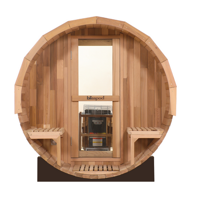 Blisspod Prague Canadian Red Cedar Barrel Steam Sauna Overview 2-4 or 4-6 Persons Available