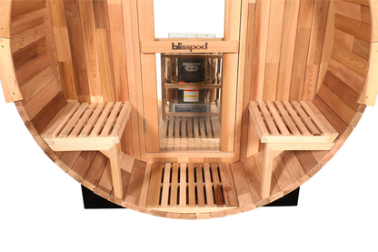 Blisspod Prague Canadian Red Cedar Barrel Steam Sauna Overview 2-4 or 4-6 Persons Available