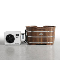 WOODBRIDGE 54" Indoor Cold Plunge Tub W/ 1.3 HP White Chiller – Rapid Cooling & Heating, Ozone Sanitation, Filter Circulation System, Wifi-Enabled & Remote Control via APP, Insulated Tub Cover — Studio Shot