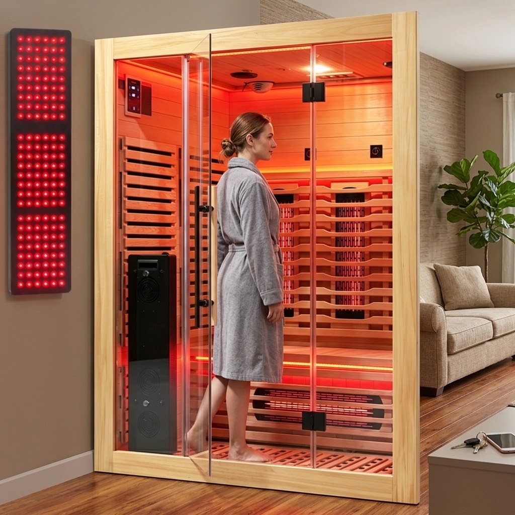 Blisspod I Venetian RED I All-In-One - Full Spectrum + Red Light Therapy I Indoor Premium Sauna I 3 Person
