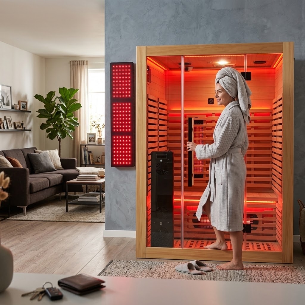 Blisspod I Venetian RED I All-In-One - Full Spectrum + Red Light Therapy I Indoor Premium Sauna I 3 Person