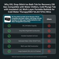 XXL Drop Stitch Ice Bath Tub for Recovery 216 Gal, Compatible with Water Chillers, Cold Plunge Tub with Insulated Lid, Multi-Layer Portable Bathtub for Cold Water Therapy(59In*32.2In*27In) — Comparison