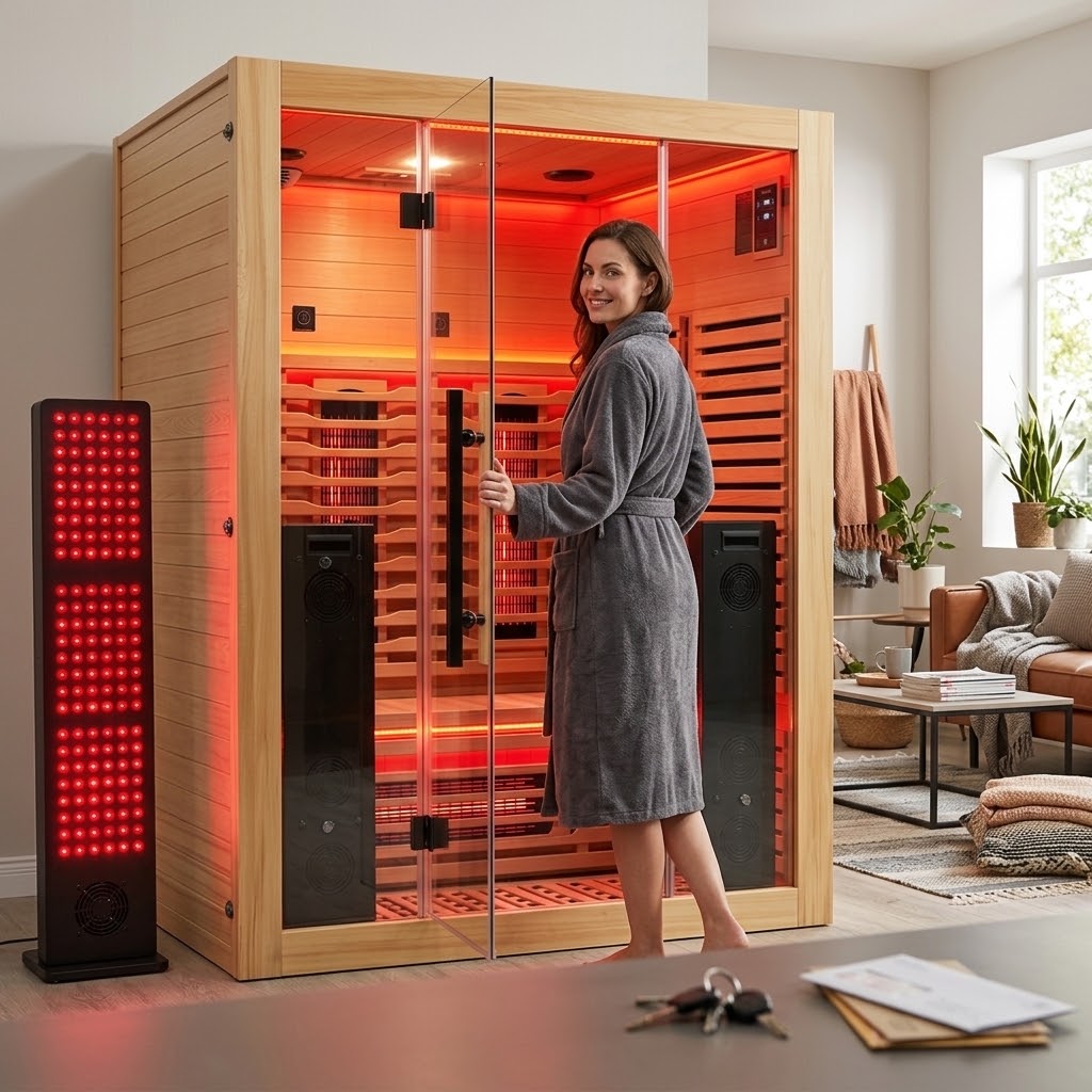 Blisspod I Venetian RED I All-In-One - Full Spectrum + Red Light Therapy I Indoor Premium Sauna I 3 Person