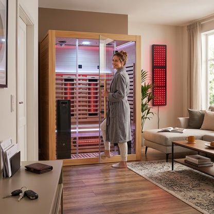 Blisspod I Venetian RED I All-In-One - Full Spectrum + Red Light Therapy I Indoor Premium Sauna I 3 Person