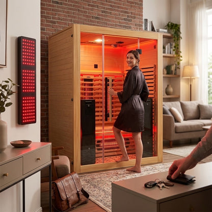 Blisspod I Venetian RED I All-In-One - Full Spectrum + Red Light Therapy I Indoor Premium Sauna I 3 Person