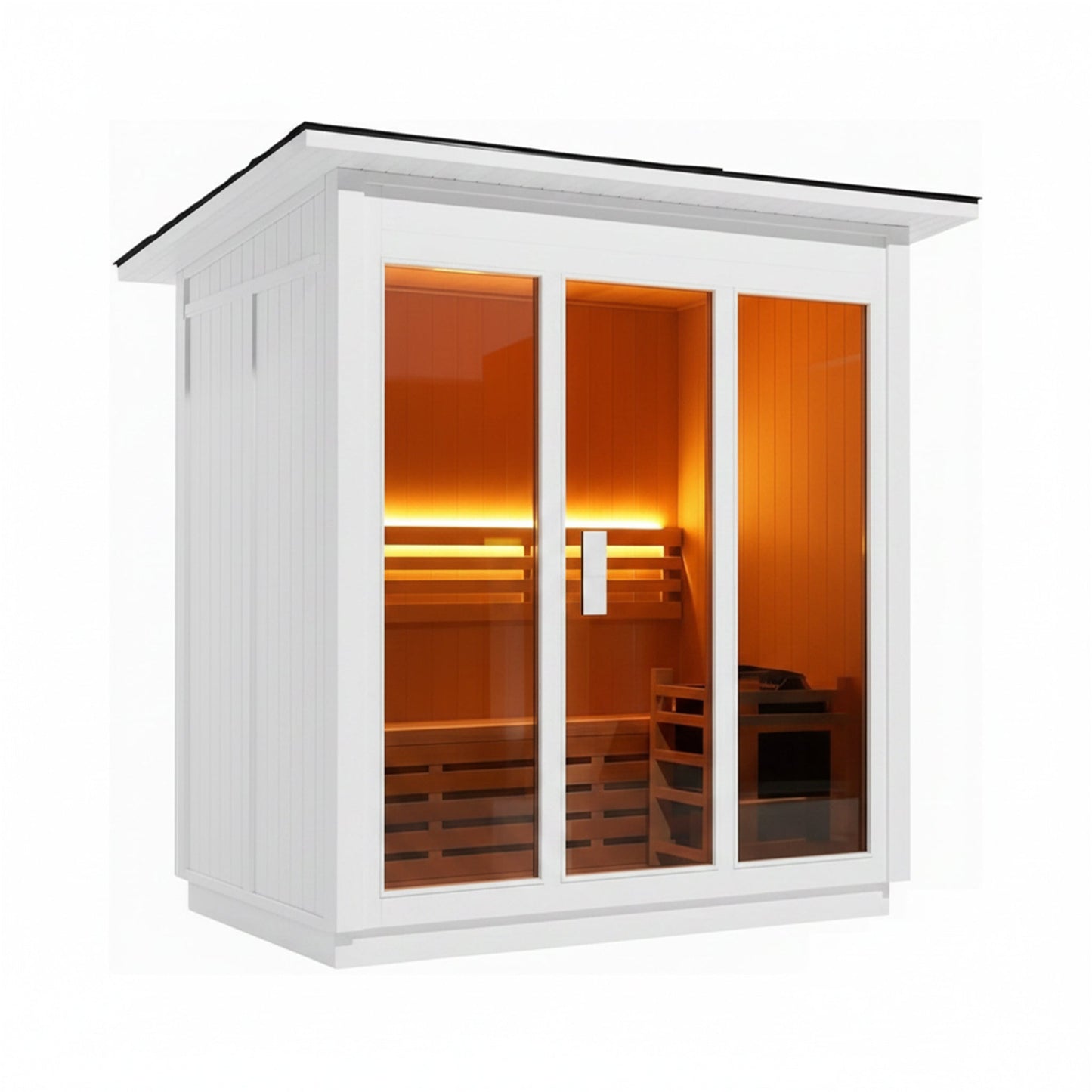 Custom 6-Person Luxury Canadian Hemlock Outdoor Steam Sauna With Heater And Stones [Made-To-Order]