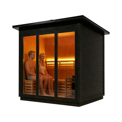 Custom 4-Person Spruce Outdoor Steam Sauna With Heater And Stones [Made-To-Order]