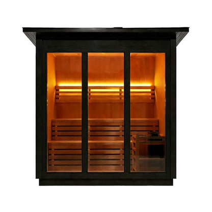 Custom 4-Person Spruce Outdoor Steam Sauna With Heater And Stones [Made-To-Order]