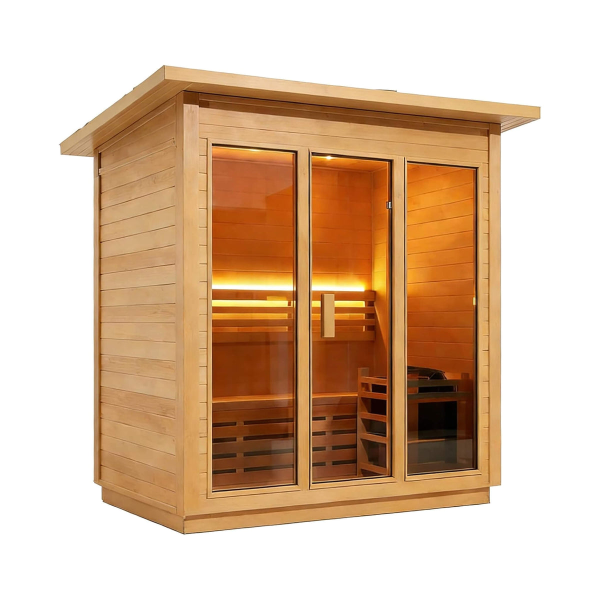 Custom 6-Person Luxury Canadian Hemlock Outdoor Steam Sauna With Heater And Stones [Made-To-Order]