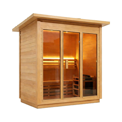 Custom 6-Person Luxury Canadian Hemlock Outdoor Steam Sauna With Heater And Stones [Made-To-Order]
