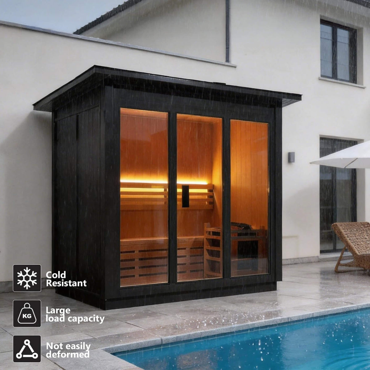 Custom 6-Person Luxury Canadian Hemlock Outdoor Steam Sauna With Heater And Stones [Made-To-Order]
