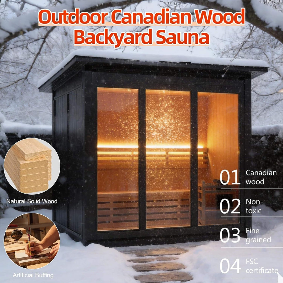 Custom 4-Person Spruce Outdoor Steam Sauna With Heater And Stones [Made-To-Order]
