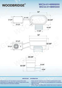 WOODBRIDGE 54" Indoor Cold Plunge Tub W/ 1.3 HP White Chiller – Rapid Cooling & Heating, Ozone Sanitation, Filter Circulation System, Wifi-Enabled & Remote Control via APP, Insulated Tub Cover