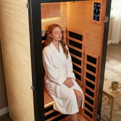 Solara Single-Person Chilean Pine Infrared Sauna Cabin (SAK57926)