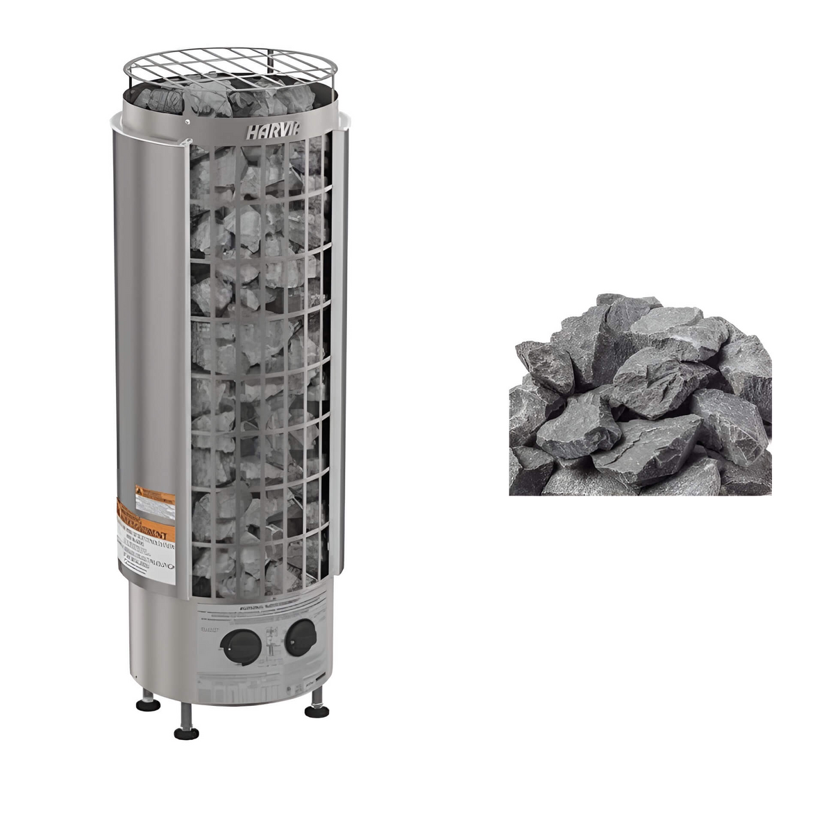 Harvia Cilindro Modern Steel Pillar Style Sauna Heater W/ Sauna Stones [PC60/80/90] (SAK84937)