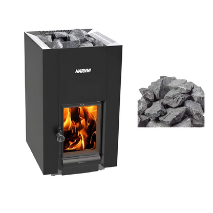 Harvia GreenFlame 22 Linear 15.7KW Wood Sauna Stove With Sauna Stones [WKLI22GM] (SAK62094)