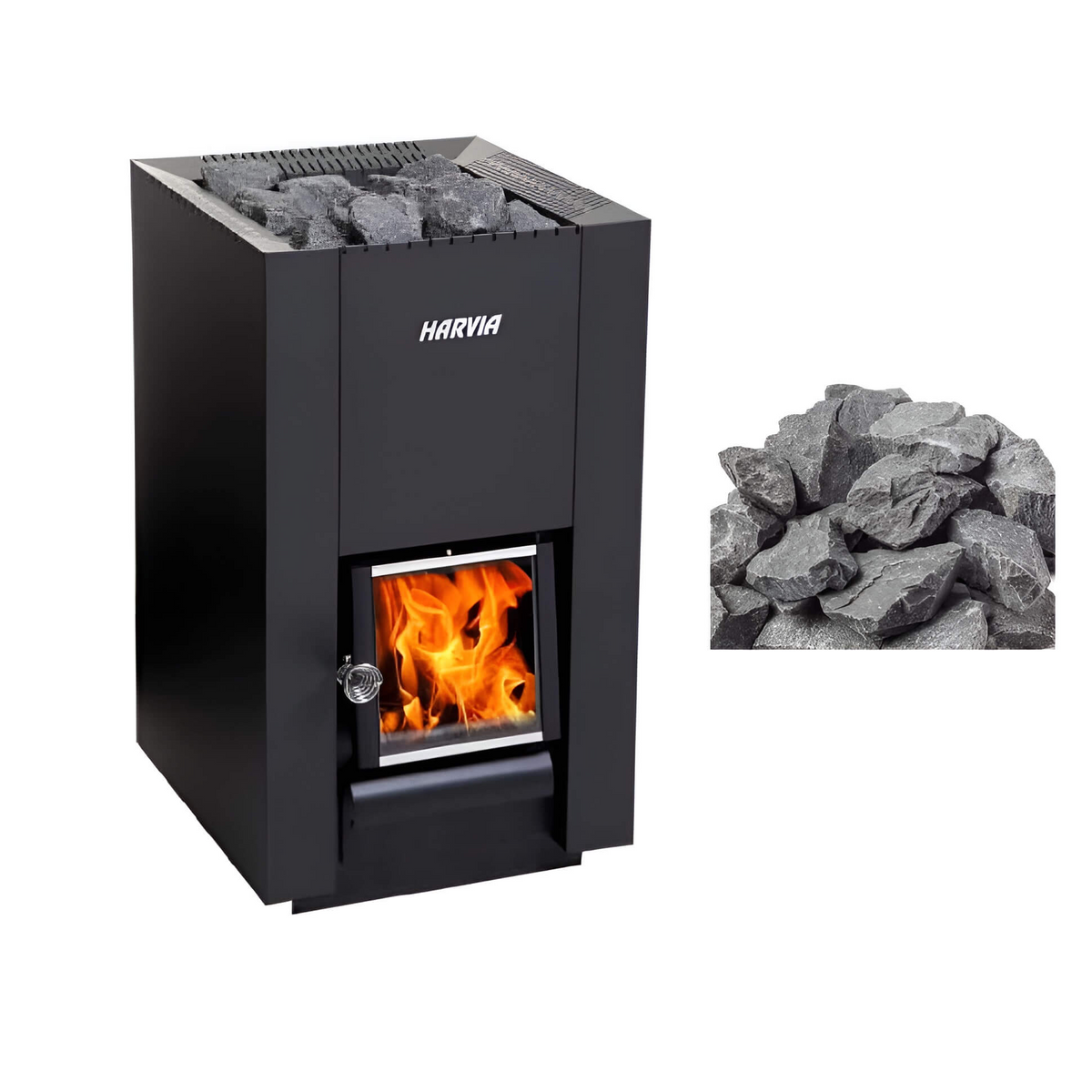 Harvia Linear Black Wood Sauna Stove With Sauna Stones [WK16/20/28OC] (SAK15368)
