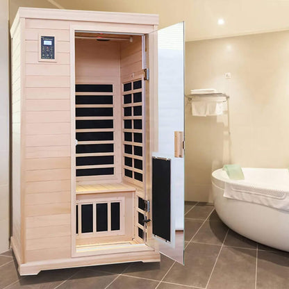 Ivara Luxury 2-Person Hemlock Wood FAR Infrared Sauna Room W/ Glass Door, 1750W (SAK81525)