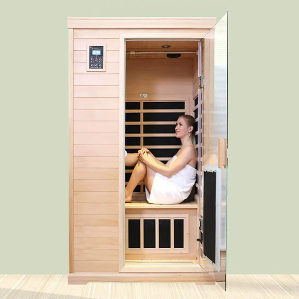 Ivara Luxury 2-Person Hemlock Wood FAR Infrared Sauna Room W/ Glass Door, 1750W