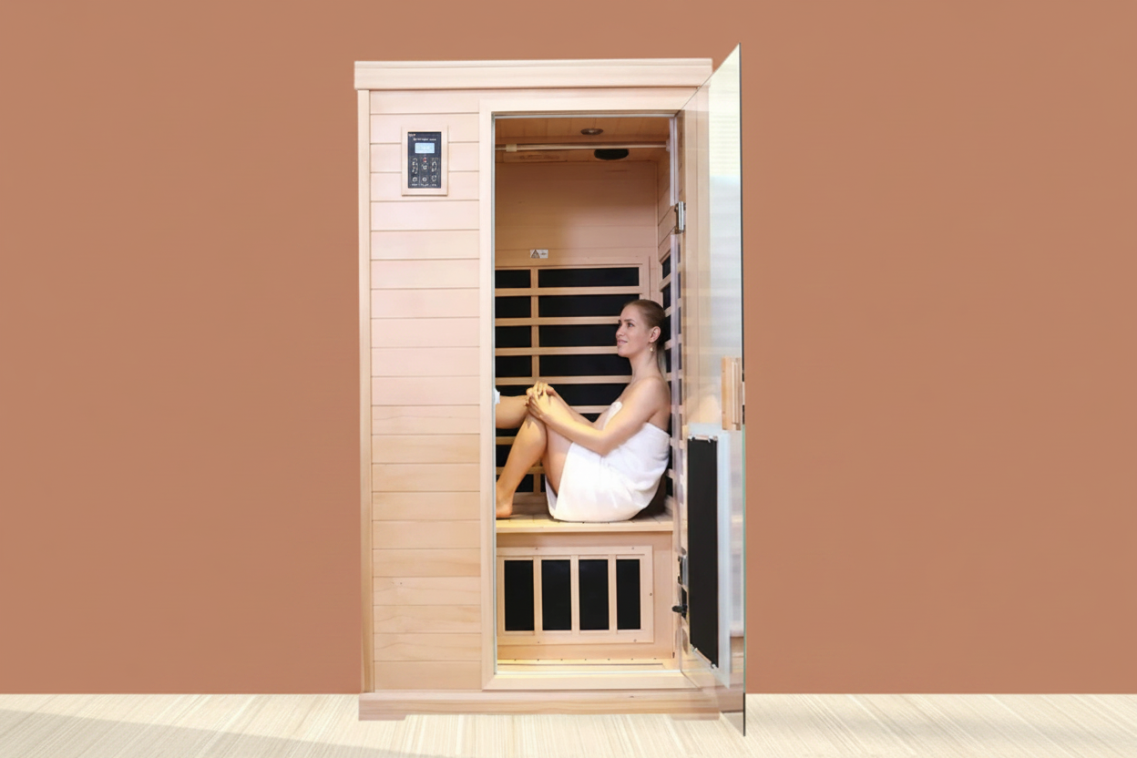 Ivara Luxury 2-Person Hemlock Wood FAR Infrared Sauna Room W/ Glass Door, 1750W (SAK81525)
