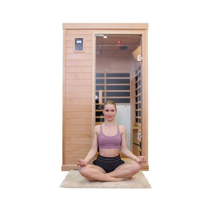 Ivara Luxury 2-Person Hemlock Wood FAR Infrared Sauna Room W/ Glass Door, 1750W (SAK81525)