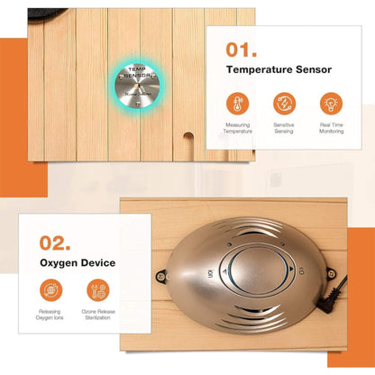 Valen Luxury 2000W 2-Person Low EMF FAR Infrared Heat Wood Home Personal Spa Sauna W/ Panoramic Tempered Glass (SAK27481)