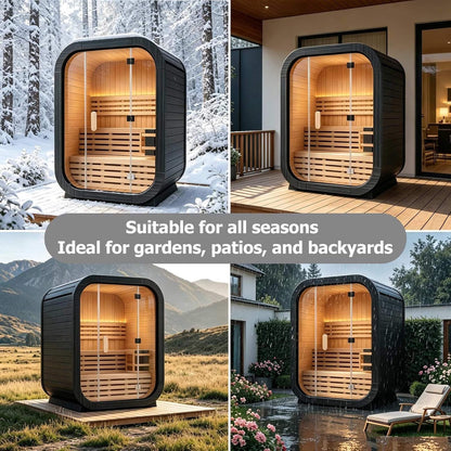 Lund Luxury 2-Person Outdoor Spruce Wood Cube Sauna Kit With 4.5KW Electric Stove (SAK74290)
