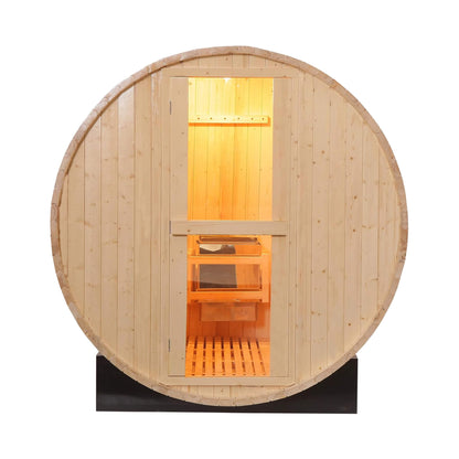 Haven Premium All-Weather Outdoor Pinewood Barrel Sauna Kit With 4.5KW Heater And Tempered Glass Window [Made-To-Order] (SAK91462)