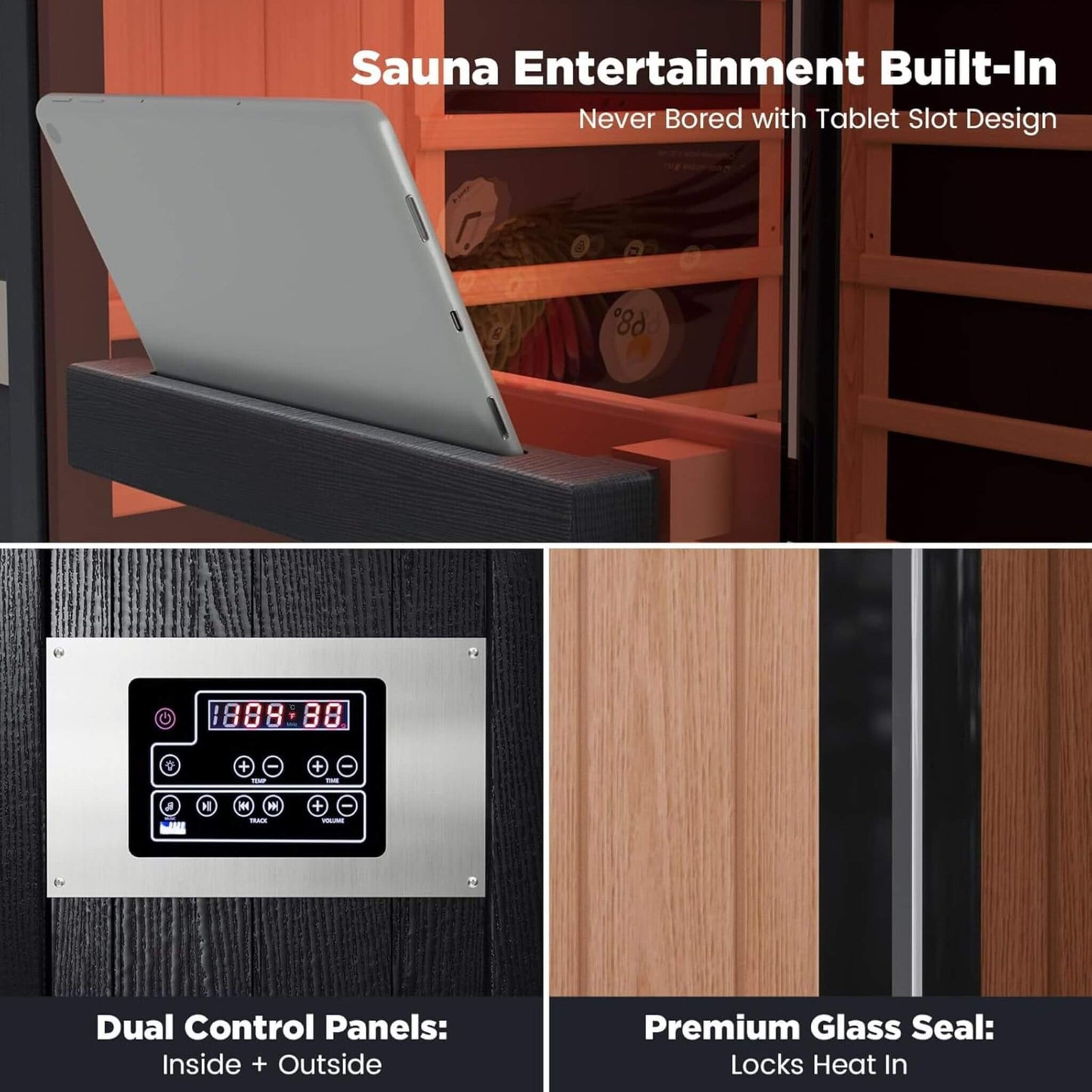 Pandora Premium 2-Person Indoor Infrared Sauna With Red Light Therapy And Himalayan Salt Rocks (SAK67305)